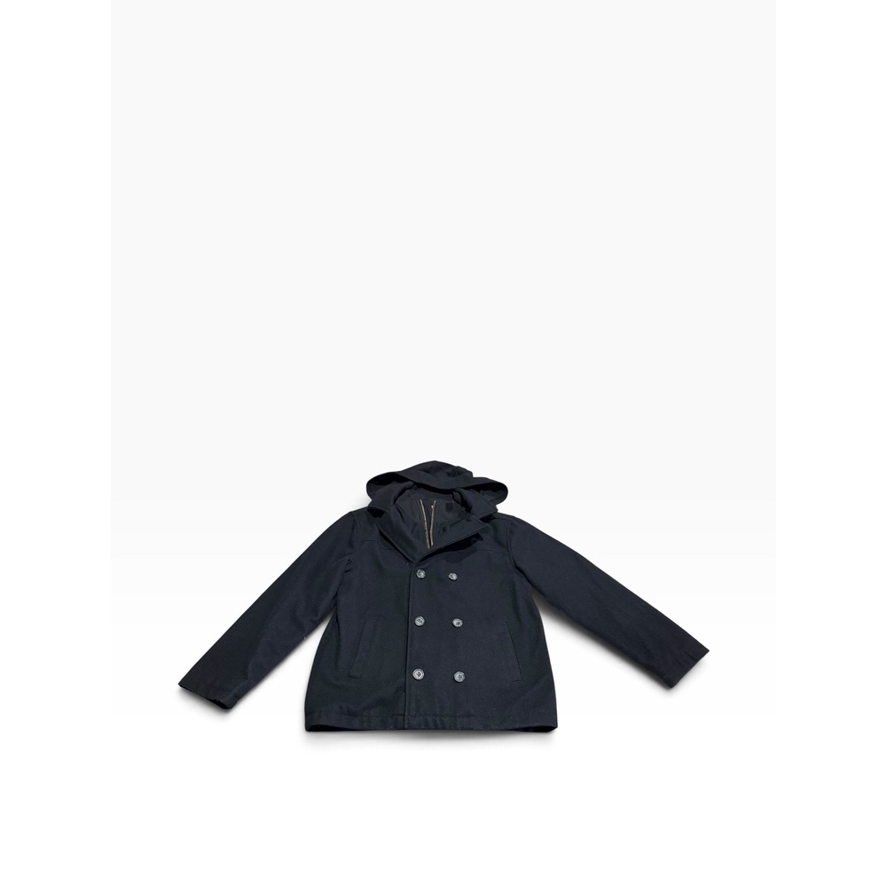Gymboree Boys Navy Blue Wool Blend Hooded Pea Coat Jacket Size L 10-12